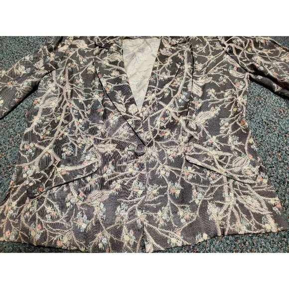 R&K Originals Floral Blazer Jacket Size 16 Vintage VTG One Button - Picture 6 of 7
